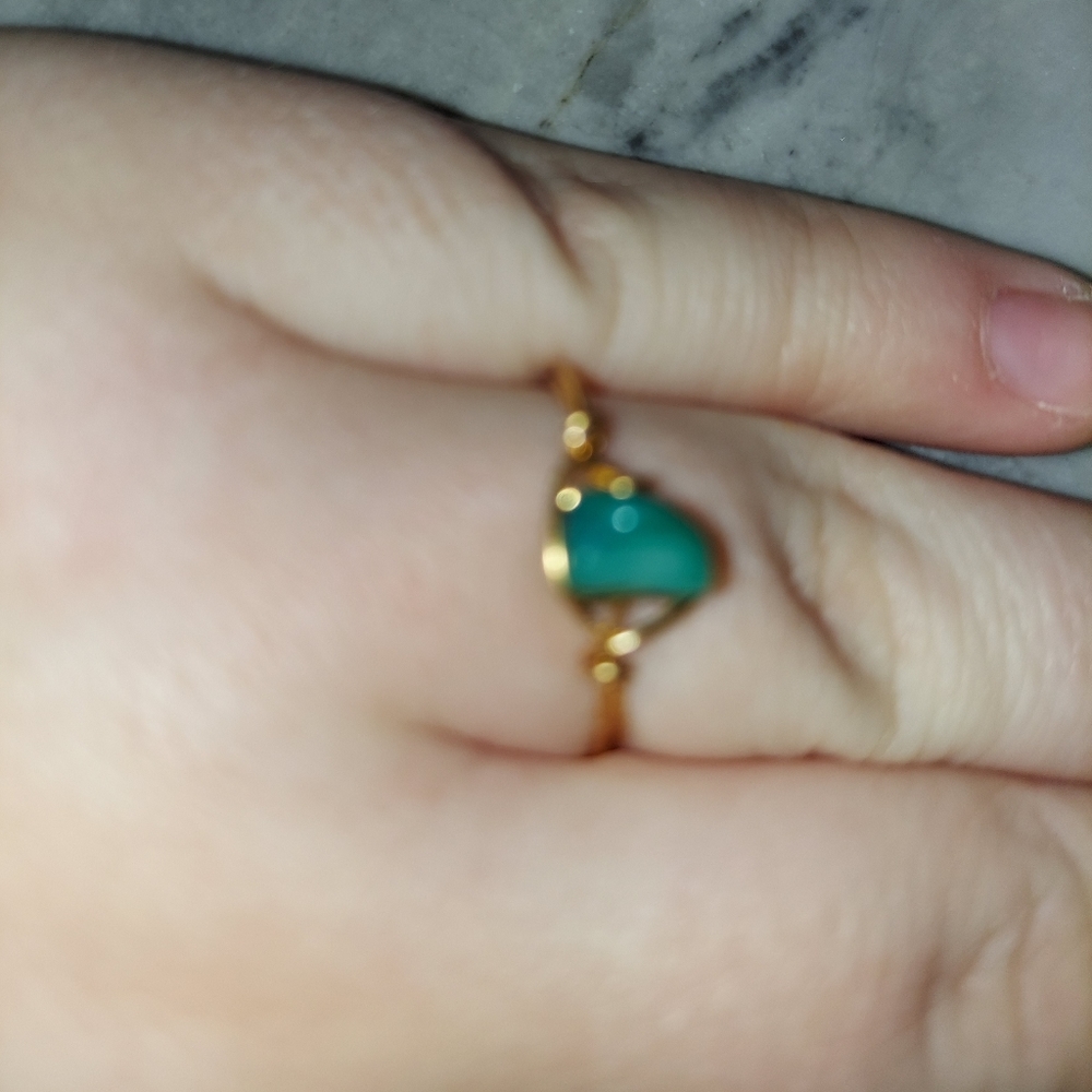 green and gold handmade ring